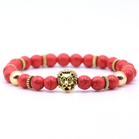 Lion head bracelet with natural stone beadsBracelets