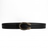 Leather belt with a crystals & tiger's headBelts