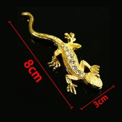3D gold - crystal gecko - metal car stickerStickers
