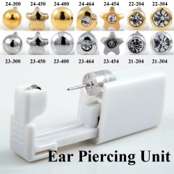 Disposable sterile ear piercing unit with earring - setEarrings