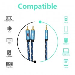EMK 3.5mm to 2RCA AUX audio cable - 1m - 1.5m - 2m - 3m - 5mCables
