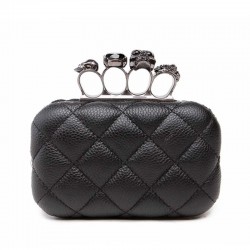 Luxury skull ring vintage plaid bag - clutch bag with chainHandbags