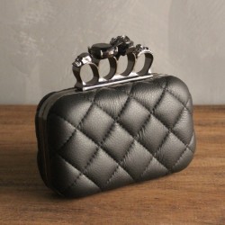 Luxury skull ring vintage plaid bag - clutch bag with chainHandbags