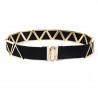 Fashionable elastic belt with a golden metal hook buckleBelts