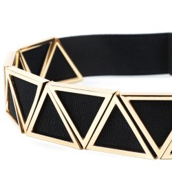 Fashionable elastic belt with a golden metal hook buckleBelts