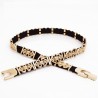 Elegant fashionable belt with leaf pattern and metal buckleBelts