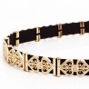 Elegant fashionable belt with leaf pattern and metal buckleBelts