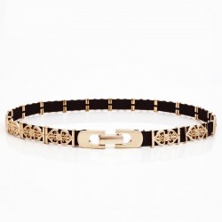 Elegant fashionable belt with leaf pattern and metal buckleBelts