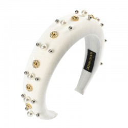 Fashionable velvet headband with pearlsHair