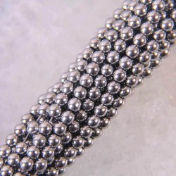 Magnetic hematite round loose beads - strand for jewellery making - 4mm - 39cm - silverBalls