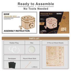 Creative DIY - 3D treasure box - wooden puzzle - assembly kit - 123 piecesConstruction