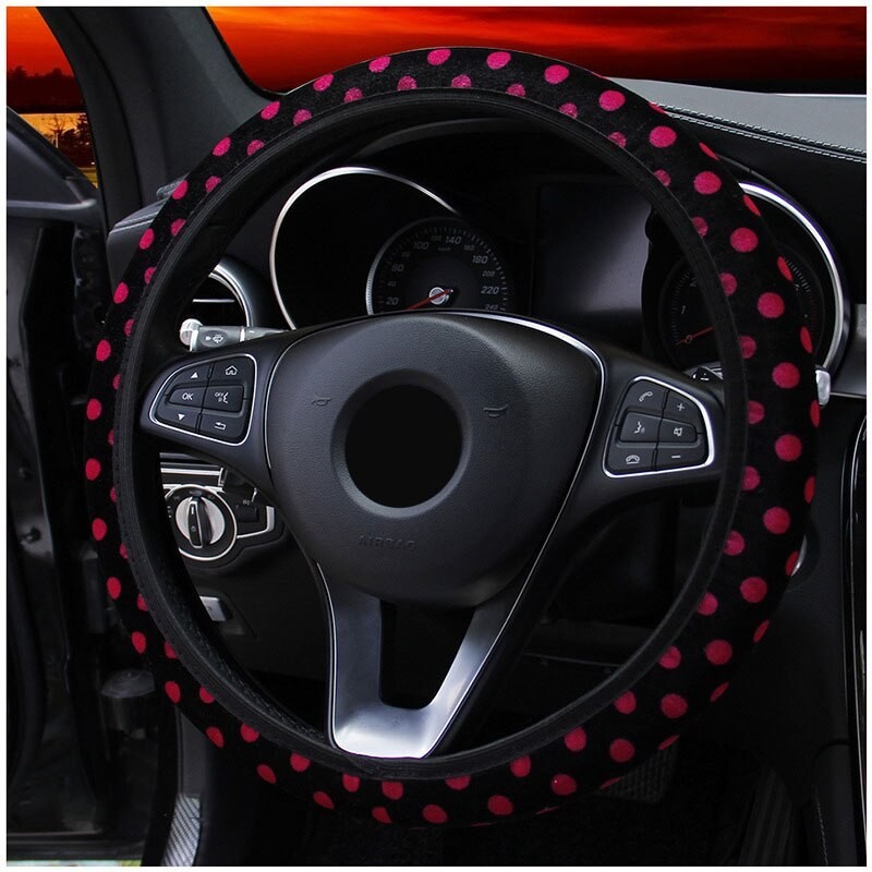 Car steering wheel cover - plush - dots designSteering wheel covers