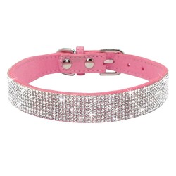 Leather collar with rhinestones for dogs and catsCollars & Leads