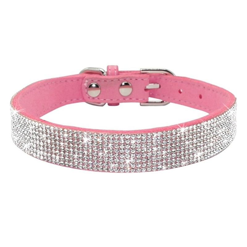 Leather collar with rhinestones for dogs and catsCollars & Leads
