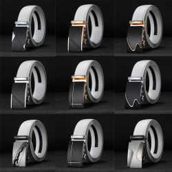 Genuine leather belt with automatic buckle - whiteBelts