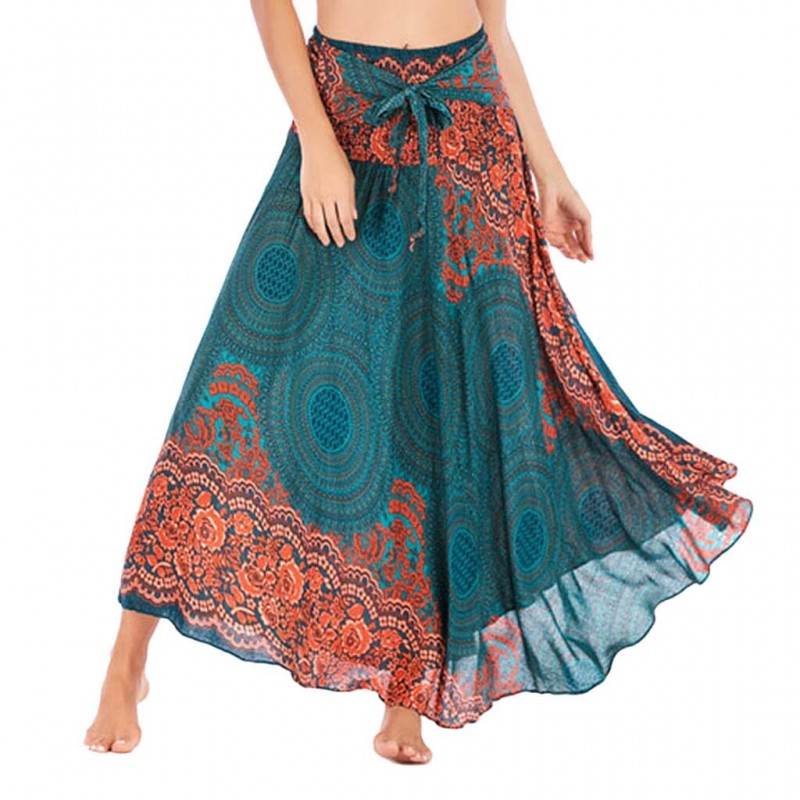 women hippie bohemian skirt - lady girls dancing party soft flowers elastic waist floral daily short skirtDresses