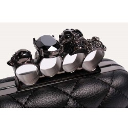 Luxury skull ring vintage plaid bag - clutch bag with chainHandbags