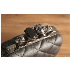 Luxury skull ring vintage plaid bag - clutch bag with chainHandbags