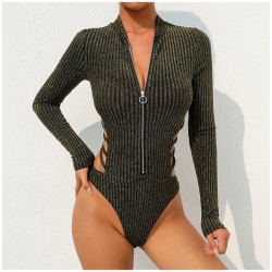 Sexy backless bodysuit with turtleneck and zipperLingerie