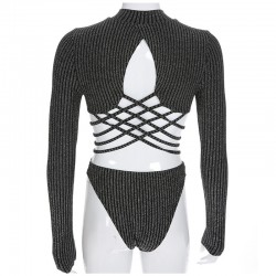 Sexy backless bodysuit with turtleneck and zipperLingerie