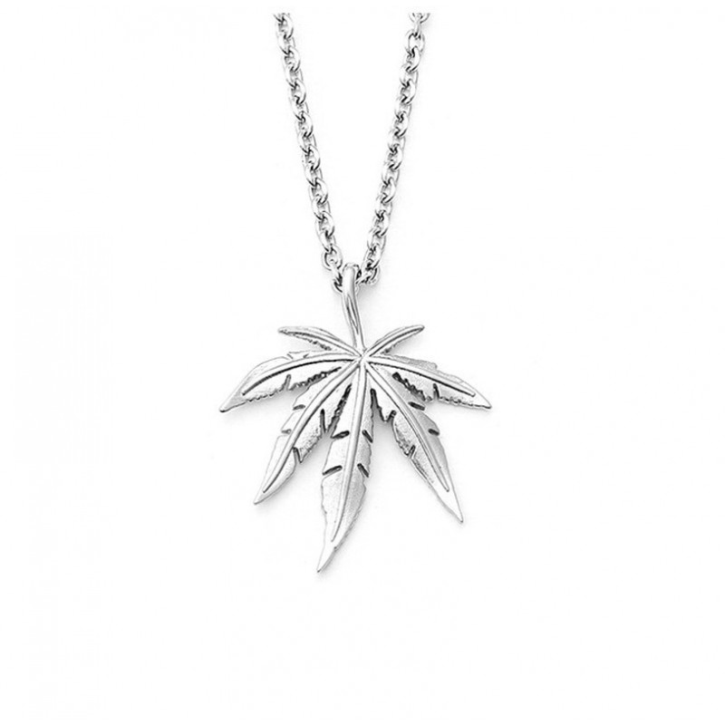gold silver plated cannabiss small weed herb charm necklace - maple leaf pendant necklace - hip hop jewelryNecklaces