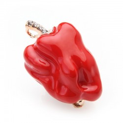 Green and red pepper with rhinestones - broochBrooches