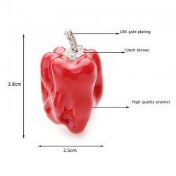 Green and red pepper with rhinestones - broochBrooches