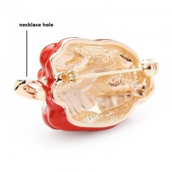 Green and red pepper with rhinestones - broochBrooches