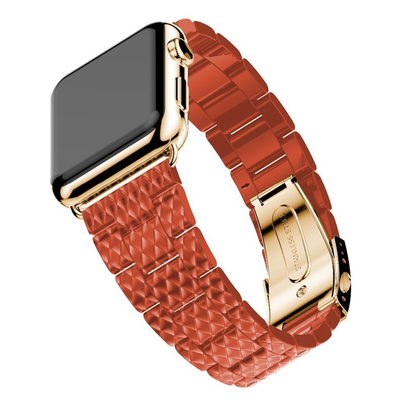 resin strap for apple watch band link bracelet watchband for iwatch - 4/3/2 iwatch bands rose red steel buckleAccessories