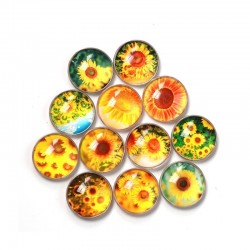 kitchen fridge sticker - round glass sunflower pattern fridge magnet stickerDecoration
