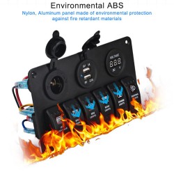 6 Gang 12V switch panel - 5V Dual USB - digital voltmeterSwitches
