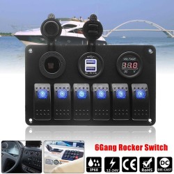 6 Gang 12V switch panel - 5V Dual USB - digital voltmeterSwitches