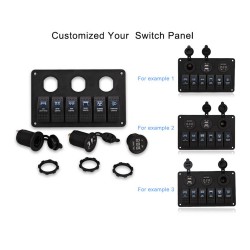 6 Gang 12V switch panel - 5V Dual USB - digital voltmeterSwitches