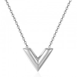 V Letter pendant with necklace - stainless steelNecklaces