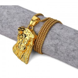 Face of Jesus Christ pendant - with gold necklaceNecklaces