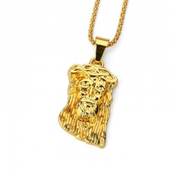 Face of Jesus Christ pendant - with gold necklaceNecklaces
