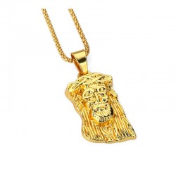 Face of Jesus Christ pendant - with gold necklaceNecklaces