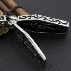 Vintage coffin with skeleton - stainless steel necklaceNecklaces