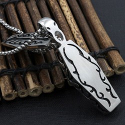Vintage coffin with skeleton - stainless steel necklaceNecklaces