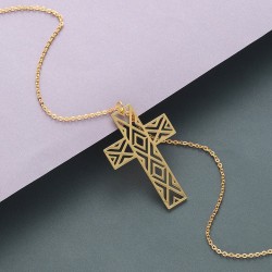 Hollow-out cross with necklace - stainless steelNecklaces