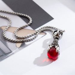 Dragon's paw with crystal - vintage stainless steel necklaceNecklaces