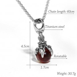 Dragon's paw with crystal - vintage stainless steel necklaceNecklaces
