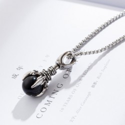 Dragon's paw with crystal - vintage stainless steel necklaceNecklaces