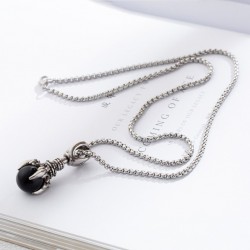 Dragon's paw with crystal - vintage stainless steel necklaceNecklaces
