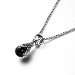 Dragon's paw with crystal - vintage stainless steel necklaceNecklaces