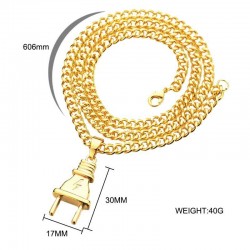 Electrical plug shape pendant - gold & silver stainless steel necklaceNecklaces