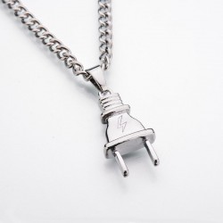Electrical plug shape pendant - gold & silver stainless steel necklaceNecklaces