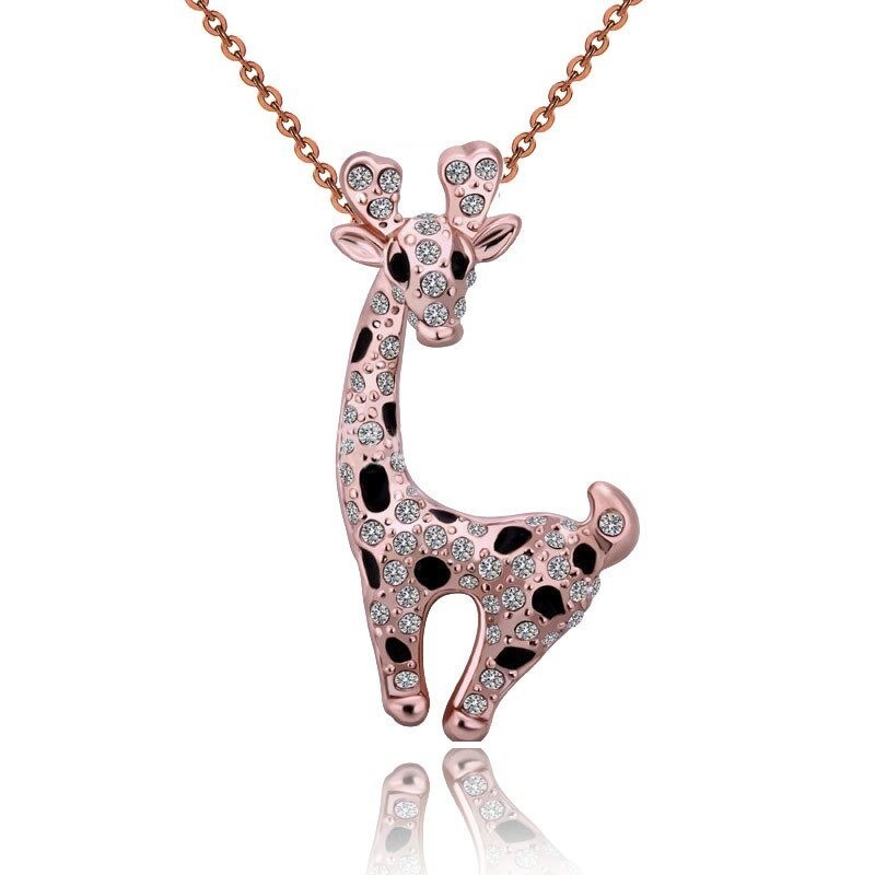 Stainless steel necklace with crystal giraffeNecklaces