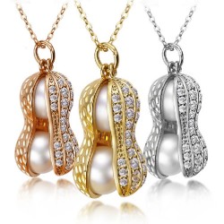 Crystal peanut with pearls - necklaceNecklaces
