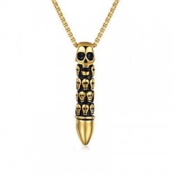 Titanium steel bullet with skulls - necklaceNecklaces
